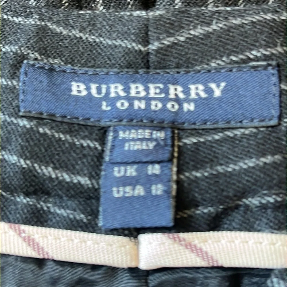 BURBERRY London Stripped Wide Wool‎ leg pants black sz 12